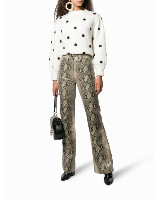 snakeskin flared trousers