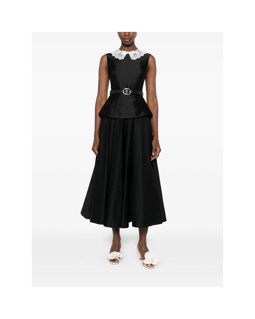 Self-Portrait Black Dress With Lace-Embroidered Collar