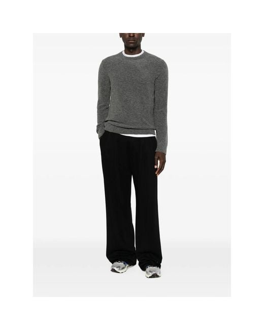 Fileria Gray Fine-Knit Crew-Neck Sweater for men
