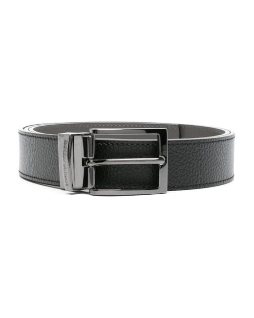 Emporio Armani Black Reversible Leather Belt for men