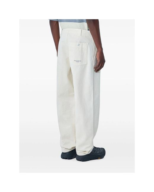 Stone Island White Neutrals Trousers for men