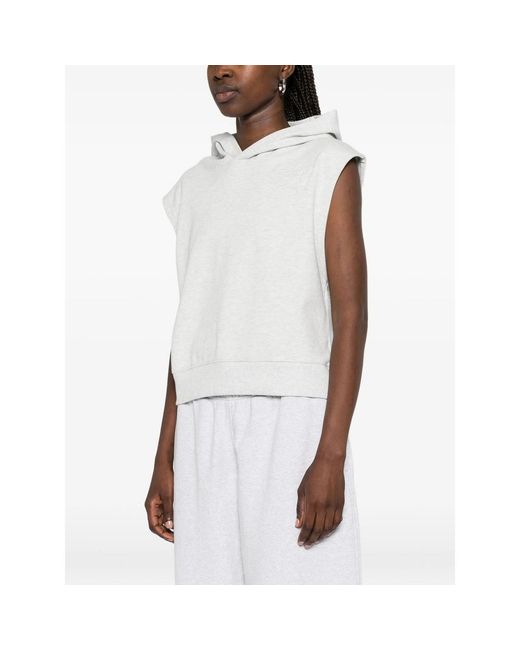 New Balance White Sweatshirt Sleeveless Hooded