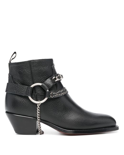 Sonora Boots Black 50Mm Chain-Embellished Leather Boots