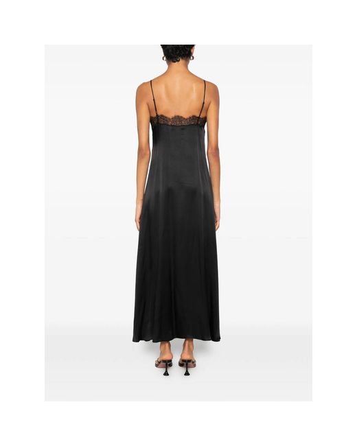 Anine Bing Black Lace-Trim V-Neck Maxi Dress