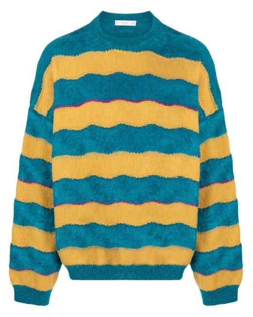 Avril 8790 x Formichetti Blue Drop-Shoulder Striped Sweatshirt for men