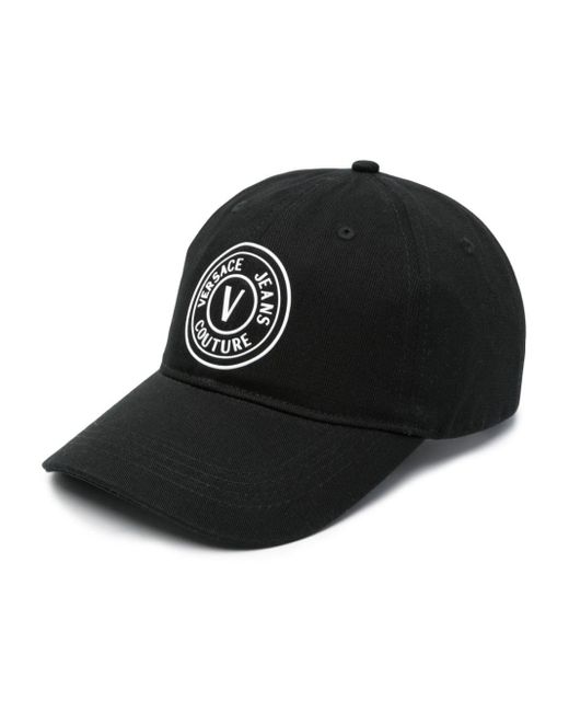 Versace Black Rubberised-Logo Cotton Cap for men