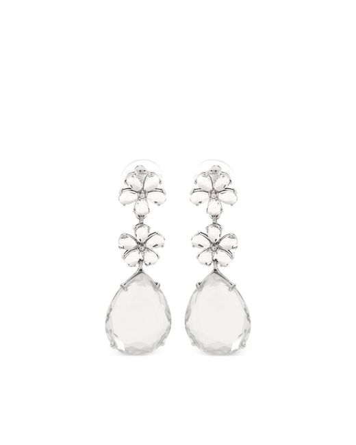 Self-Portrait White Drop Earrings Crystal