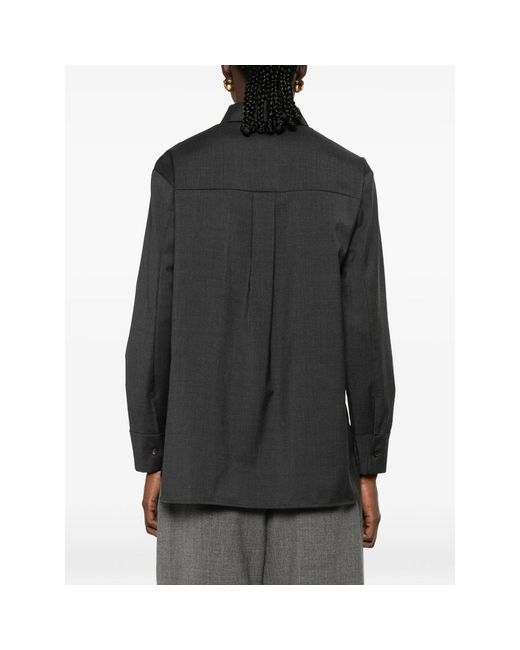 Max Mara Black Button-Up Chest-Pocket Shirt