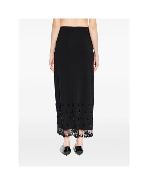 By Malene Birger Black Estilla Beaded Fringe Maxi Skirt