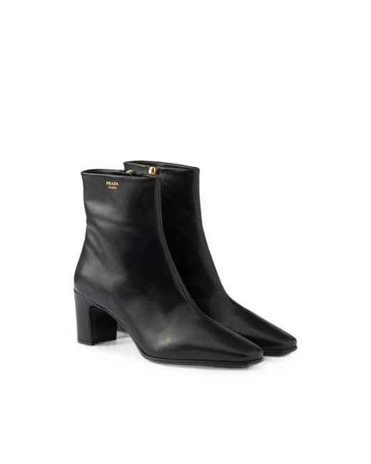 Prada Black Leather Booties