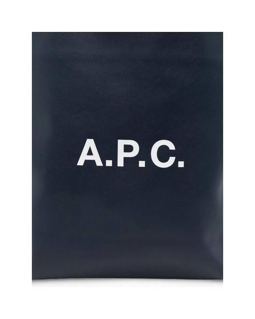 A.P.C. Blue A. P.C. Small Ninon Logo-Print Tote Bag