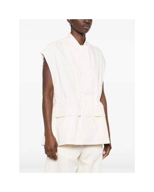 Fabiana Filippi White Stand Collar Cream Coat