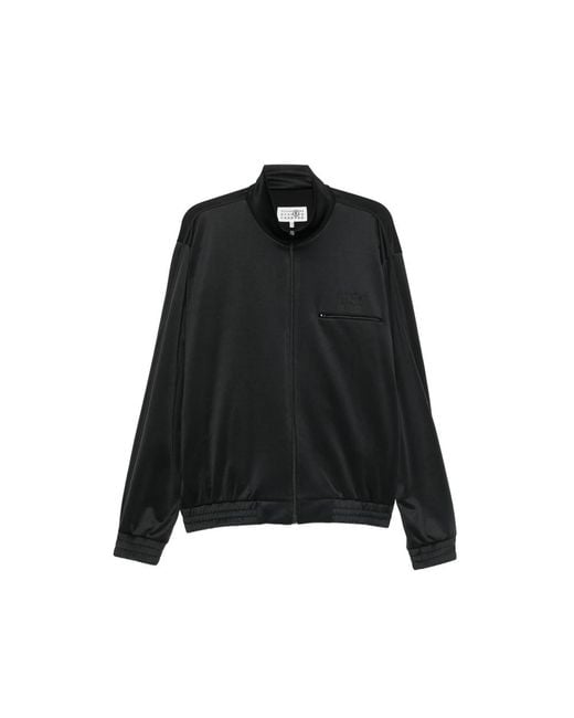 MM6 by Maison Margiela Black Logo-Embroidered Zip-Up Sweatshirt for men