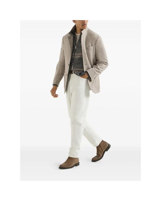 Brunello Cucinelli Natural Layered-Effect T-Shirt for men