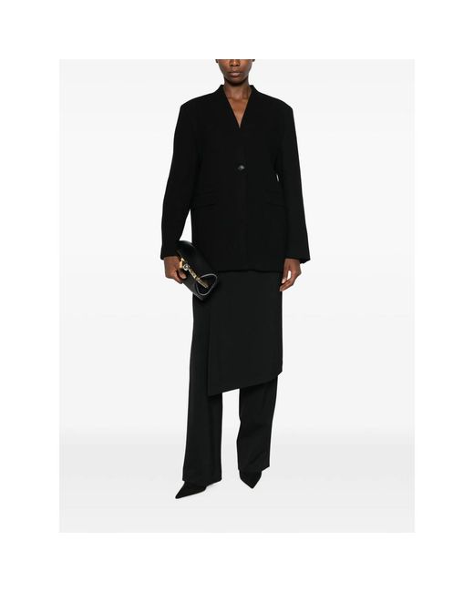 LE SULLY STUDIO Black Single-Breasted Collarless Coat