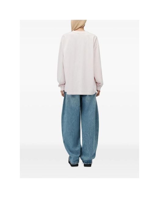 Alexander Wang White Long Sleeve Tee W/ Logo Print