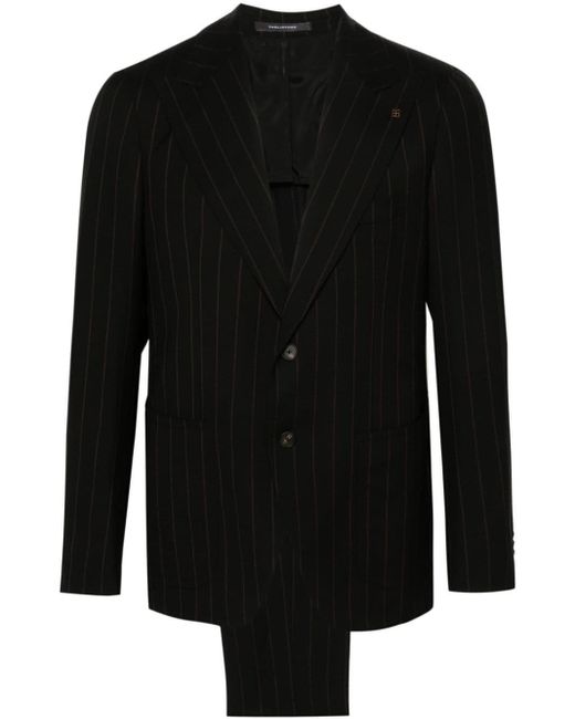 Tagliatore Black Single-Breasted Striped Suit for men