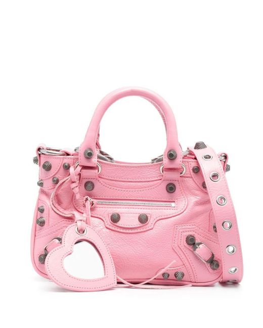 Balenciaga Pink Small Neo Cagole Leather Tote Bag