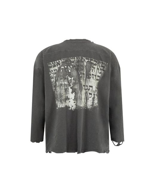 Enfants Riches Deprimes Gray Distressed Graphic-Print T-Shirt for men