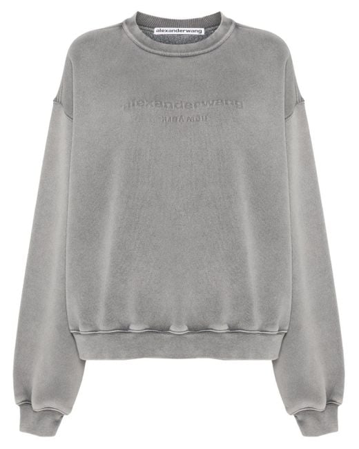 Alexander Wang Gray Logo-Embossed Cotton Sweatshirt