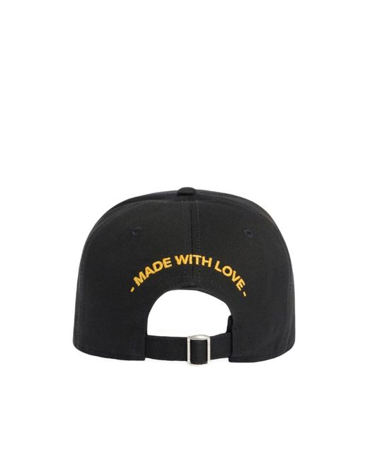 DSquared² Black Logo Patch Baseball Cap for men