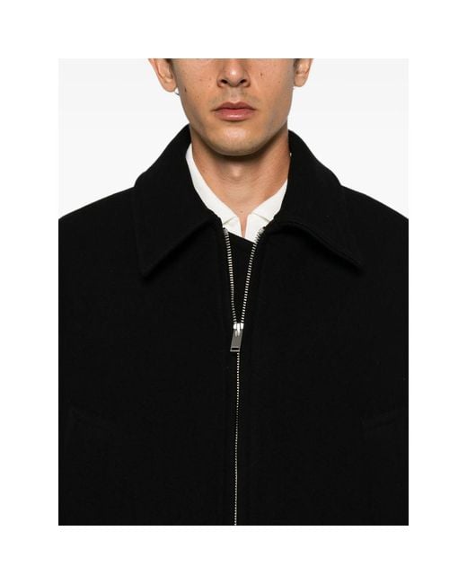 Studio Nicholson Black Zip-Up Spread-Collar Shirt Jacket for men