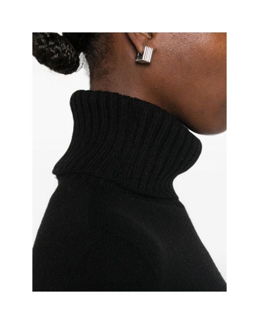 Aragona Black Roll-Neck Ribbed-Trim Sweater