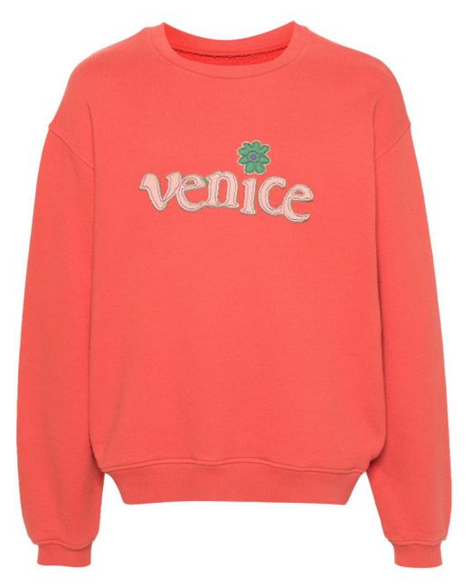 ERL Pink Venice-Patch Cotton Sweatshirt for men