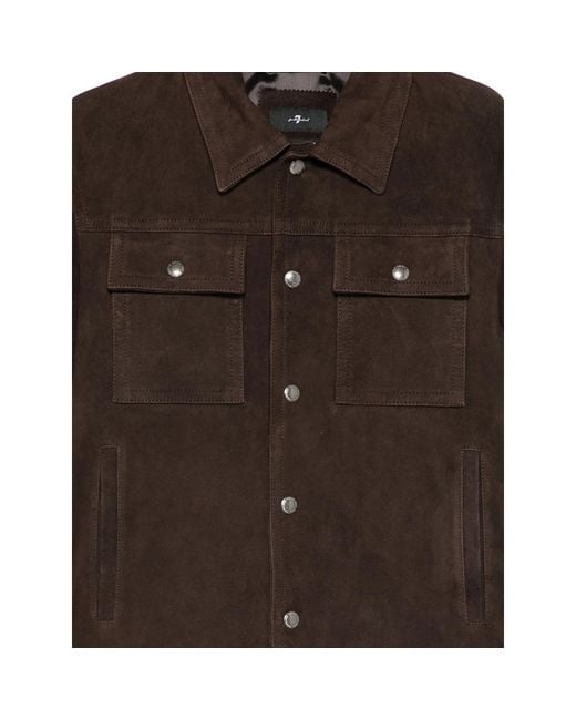7 For All Mankind Brown Leather Jacket Modern Tru Suede for men