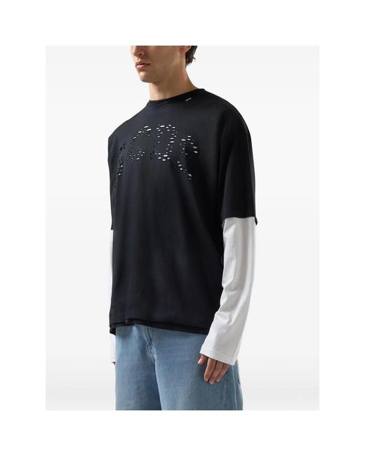 Gcds Black Logo-Lettering Oversized T-Shirt for men
