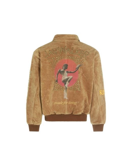 Paly Hollywood Brown Sunset Embellished Suede Jacket for men