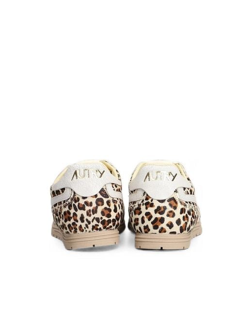 Autry Metallic Windspin Low Leopard-Print Leather Sneakers