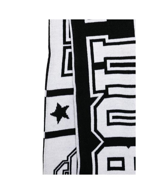 BOILER ROOM Black Fringed-Hem Printed Scarf for men