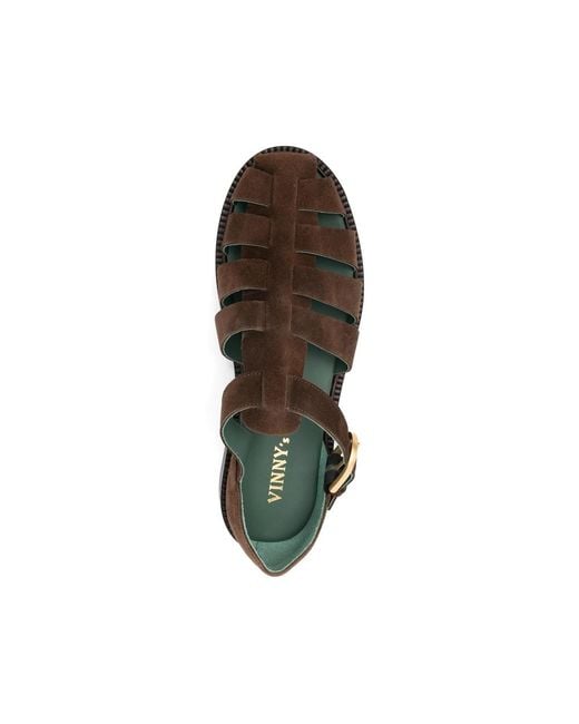 VINNY'S Brown Fisherman Buckle-Strap Sandals for men