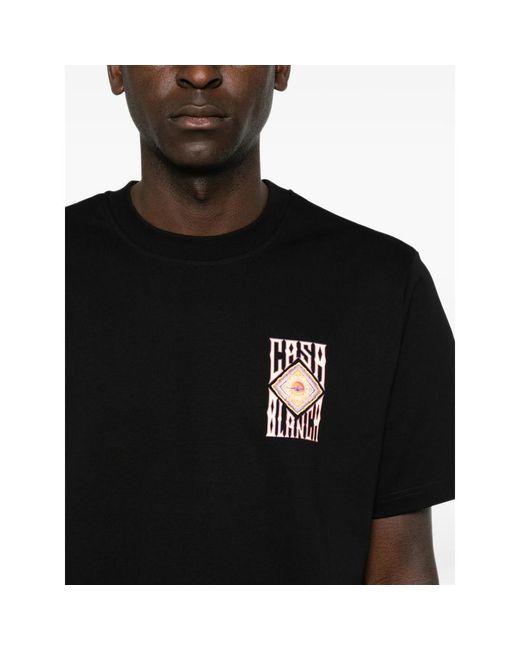Casablanca Black Hermons Mirage-Print T-Shirt for men