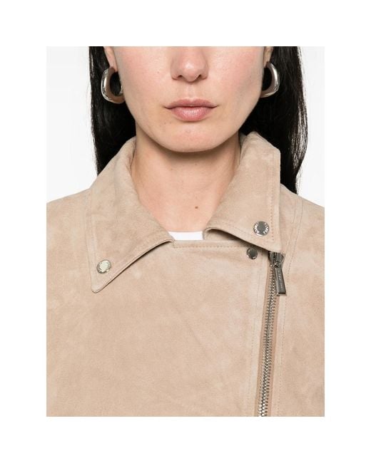 Moorer Natural Loette Zip-Fastening Leather Jacket