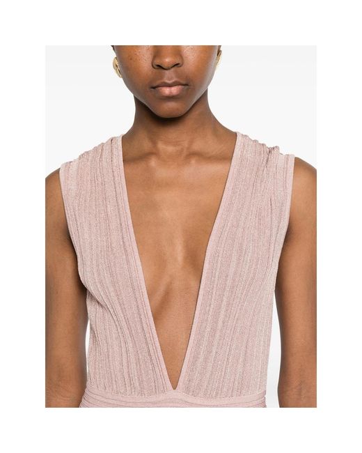 Antonino Valenti Pink V-Neck Pleated Maxi Dress