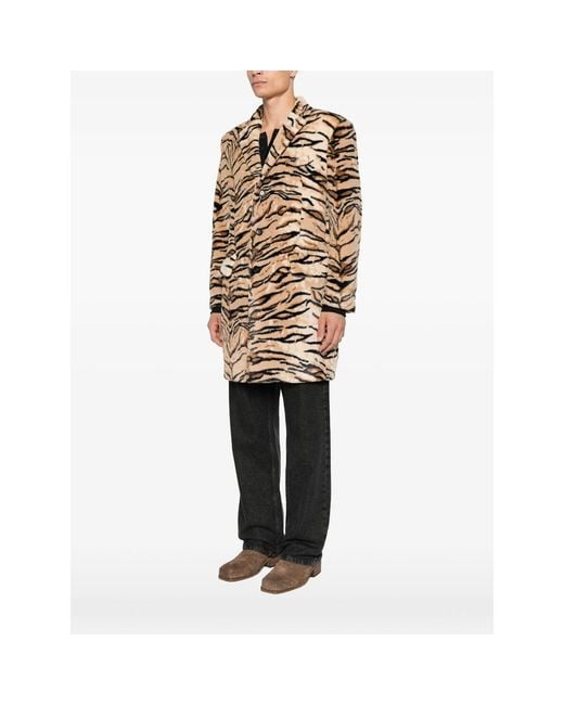 Reveres 1949 Natural Tiger-Print Notched-Lapel Coat for men