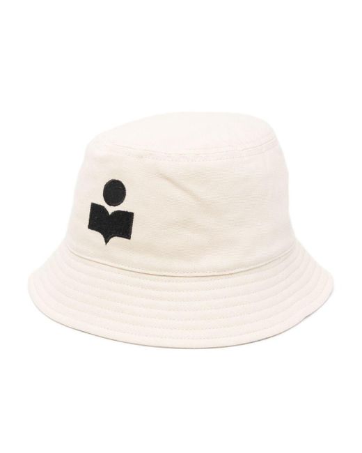Isabel Marant White Logo-Embroidered Bucket Hat for men