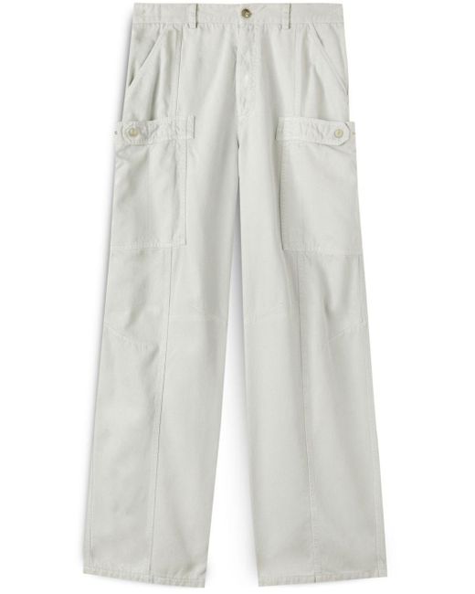 Palm Angels White Patch-Pocket Wide-Leg Trousers for men