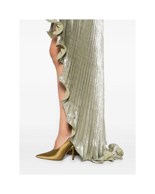 L'idée Gray Deesse Pleated Halterneck Gown