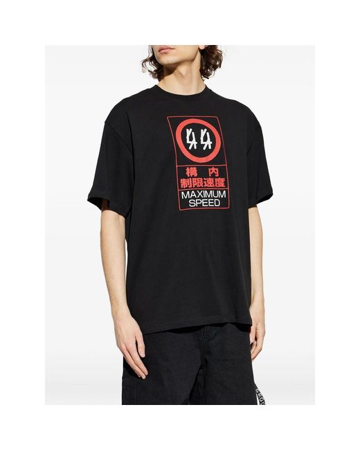 44 Label Group Black Graphic Print T-Shirt for men