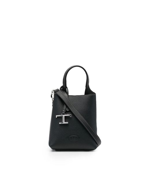 Tod's Black Timeless Logo Plaque Mini Tote Handbag