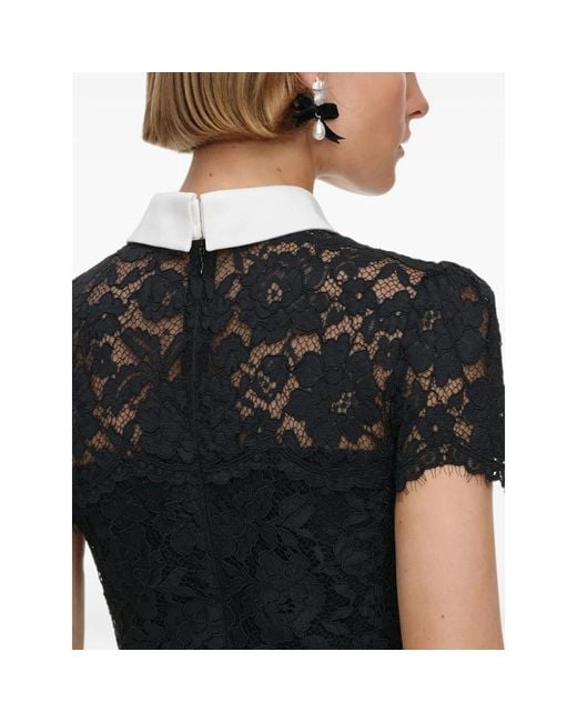 Self-Portrait Black Lace Contrast Collar Midi Dress