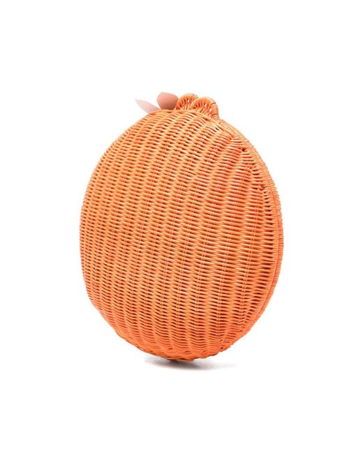Serpui Orange Flower Embellished Clutch Bag
