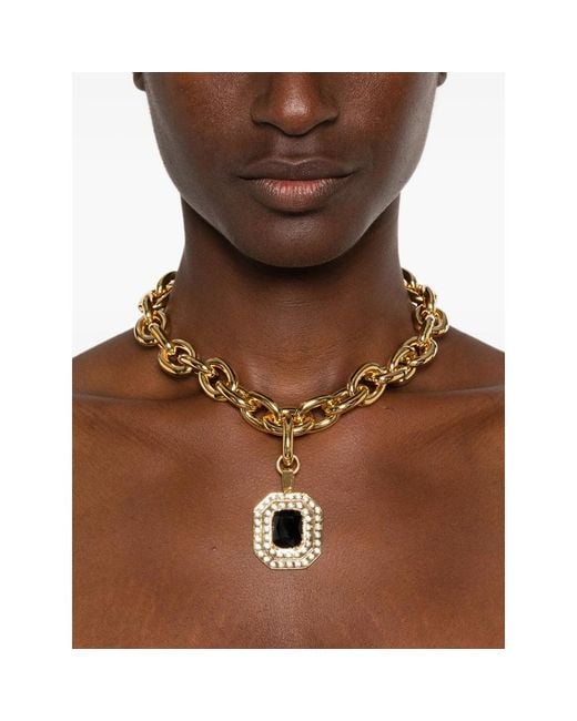 Alessandra Rich Metallic Crystal-Embellished Curb-Link Necklace
