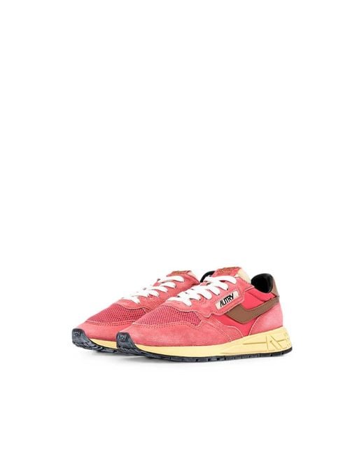 Autry Pink Reelwind Panelled Sneakers