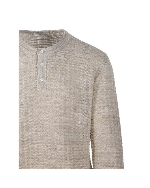 Roberto Collina Gray Buttoned Knitted Sweater for men