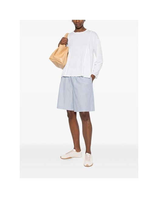 Baserange Blue Striped Elasticated-Waistband Shorts