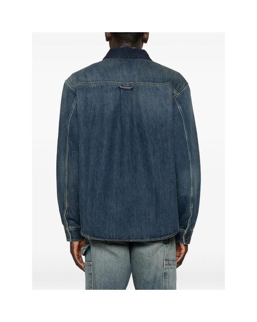 Carhartt Blue Logo-Patch Button-Down Jacket for men